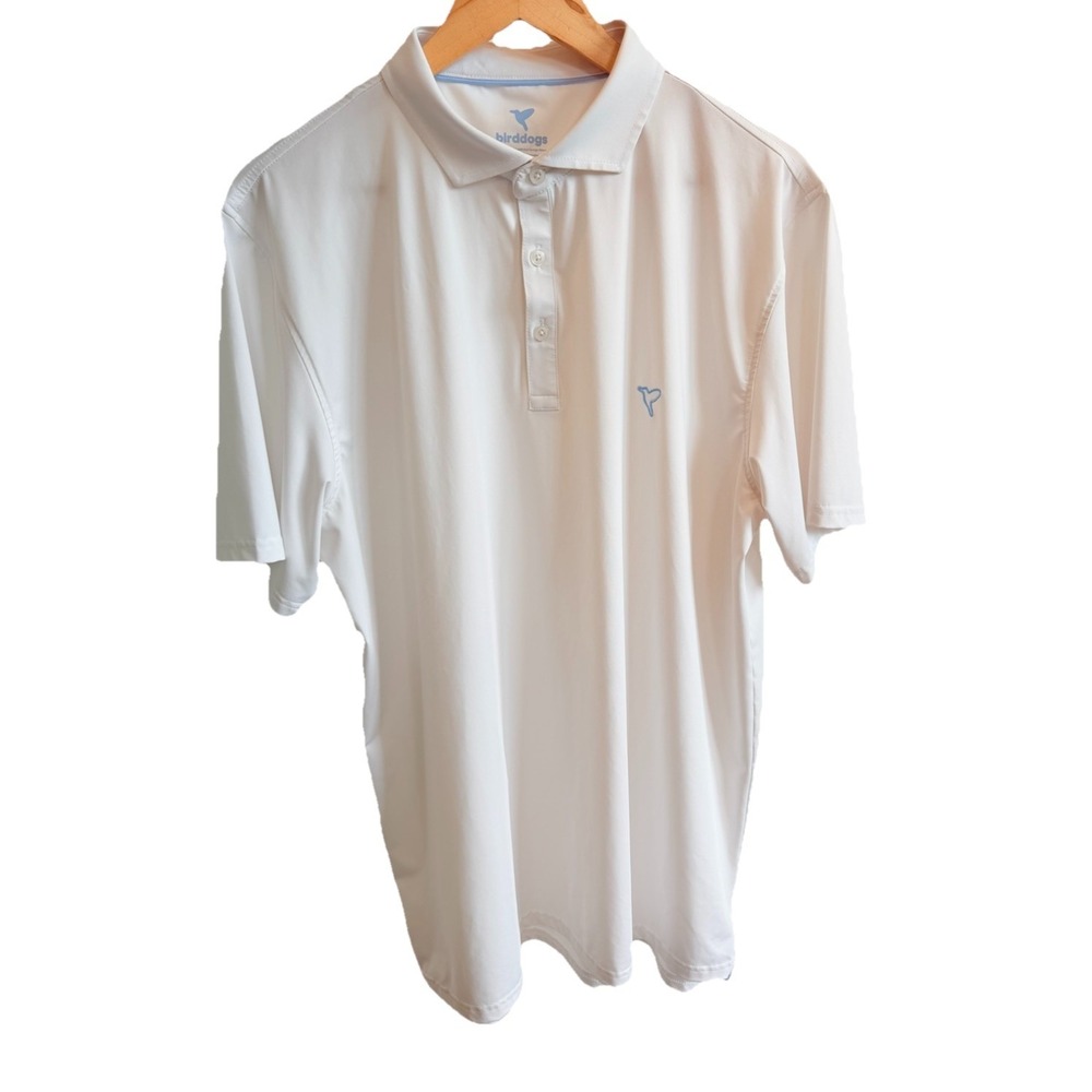 Birddogs Mens XL Polo Short Sleeve Performance Lightweight White Golf Shirt